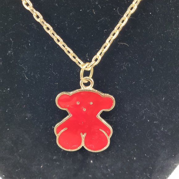 Gold Plated Necklace & Red Teddy Bear Pendant Set - Picture 4 of 5